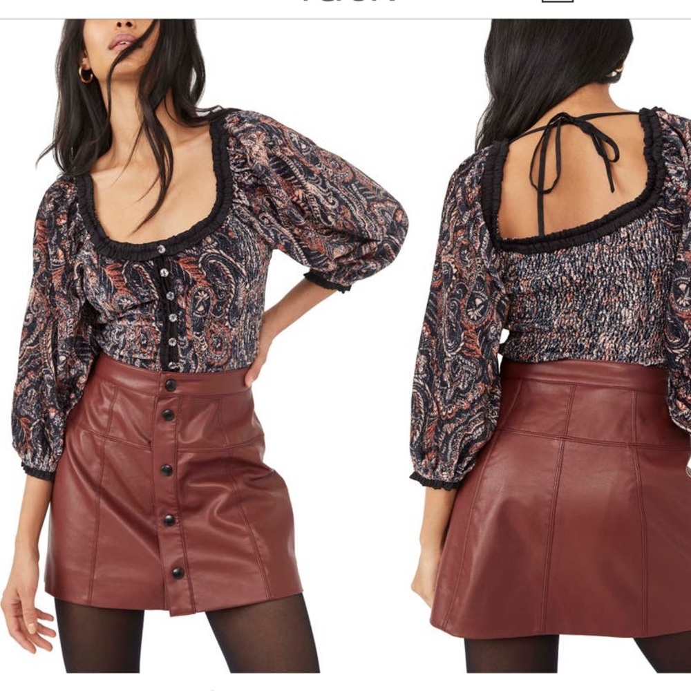Free People Dare Me Velvet Blouse